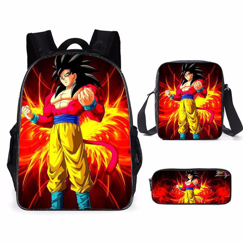 Anime Cosplay Ai - Kawaii Cartoon Saiyan Print Backpack Set